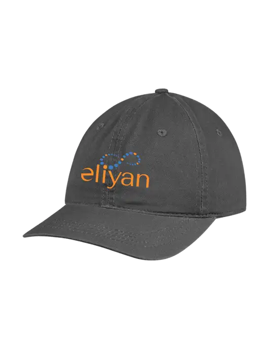 Garment Washed Unstructured Twill Charcoal Cap w/Eliyan Logo 