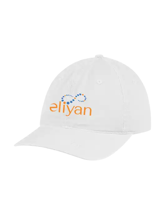 Garment Washed Unstructured Twill White Cap w/Eliyan Logo 