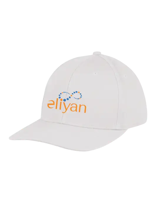 Premium Modern Structured Twill White Snapback Cap w/Eliyan Logo 