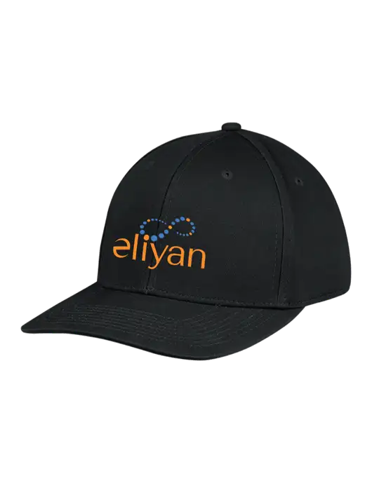 Premium Modern Structured Twill Black Snapback Cap w/Eliyan Logo 