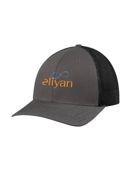 Richardson Adjustable Snapback Original 112 Trucker Cap Dark Grey w/Black Mesh w/Eliyan Logo 