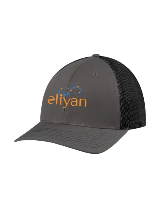 Richardson Adjustable Snapback Original 112 Trucker Cap Dark Grey w/Black Mesh w/Eliyan Logo 