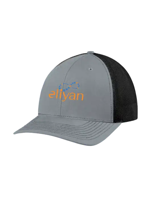 Richardson Adjustable Snapback Original 112 Trucker Cap Heather Grey w/Black Mesh w/Eliyan Logo 