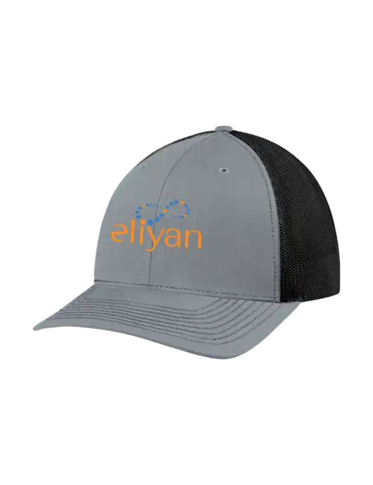 Richardson Adjustable Snapback Original 112 Trucker Cap Heather Grey w/Black Mesh w/Eliyan Logo 