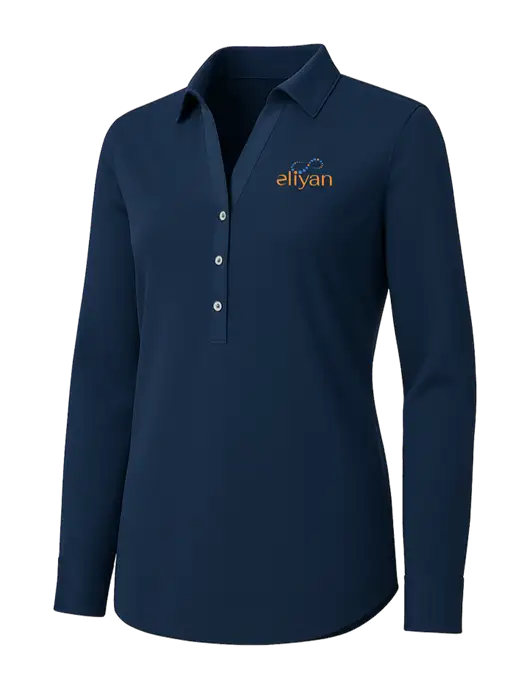 Womens Navy City Stretch Shirt w/Eliyan Logo 