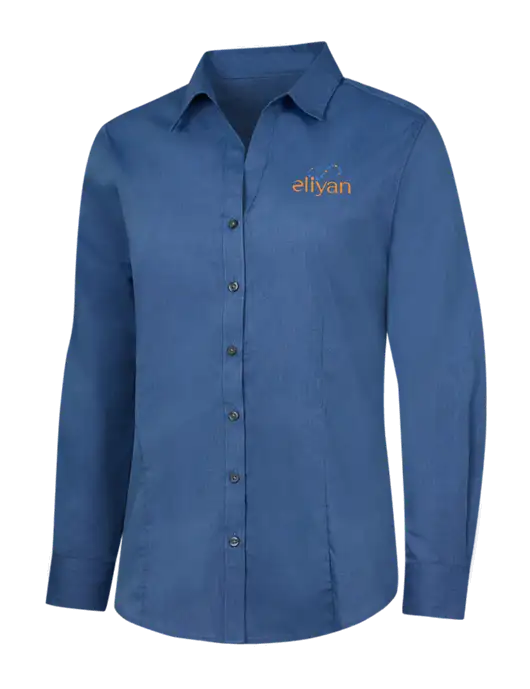 Light Navy Womens Crosshatch Easy Care Shirt w/Eliyan Logo 