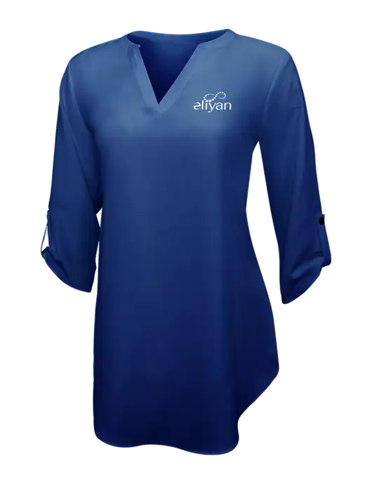 Dark Royal Womens 3/4 Sleeve Tunic Blouse w/Eliyan Logo 