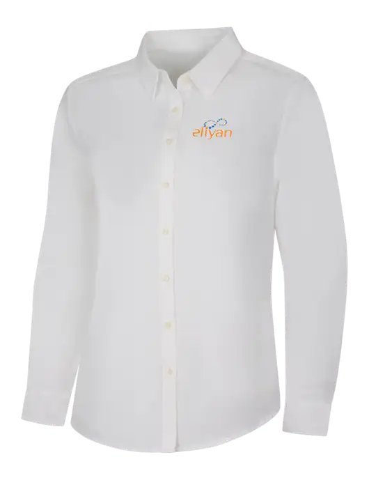 Womens White Long Sleeve Superpro React Twill Shirt w/Eliyan Logo 