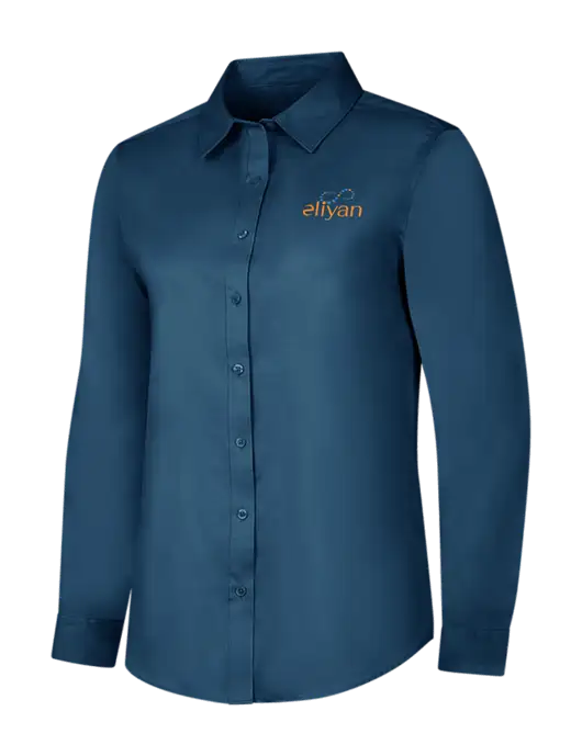 Light Navy Womens Long Sleeve Superpro React Twill Shirt w/Eliyan Logo 