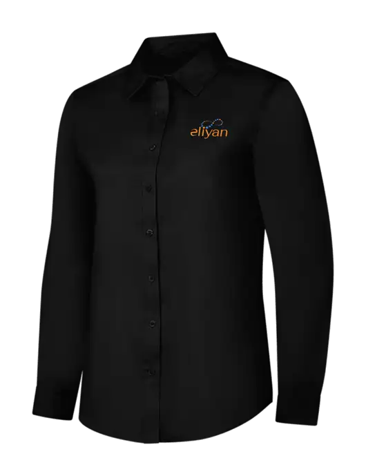 Womens Black Long Sleeve Superpro React Twill Shirt w/Eliyan Logo 