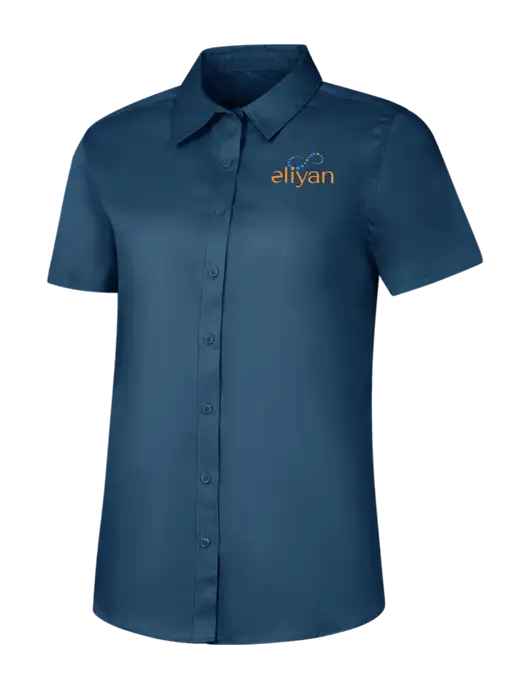 Womens Light Navy Short Sleeve Superpro React Twill Shirt w/Eliyan Logo 