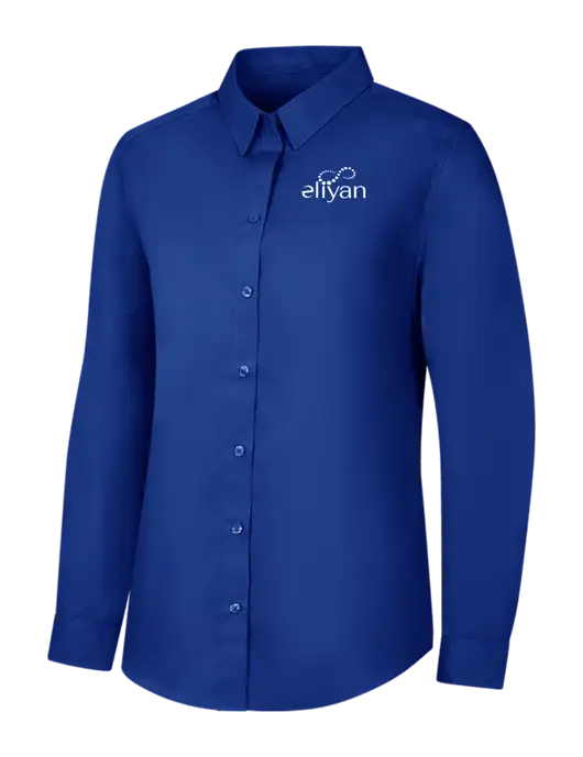 Womens Royal Long Sleeve Carefree Poplin Shirt w/Eliyan Logo 