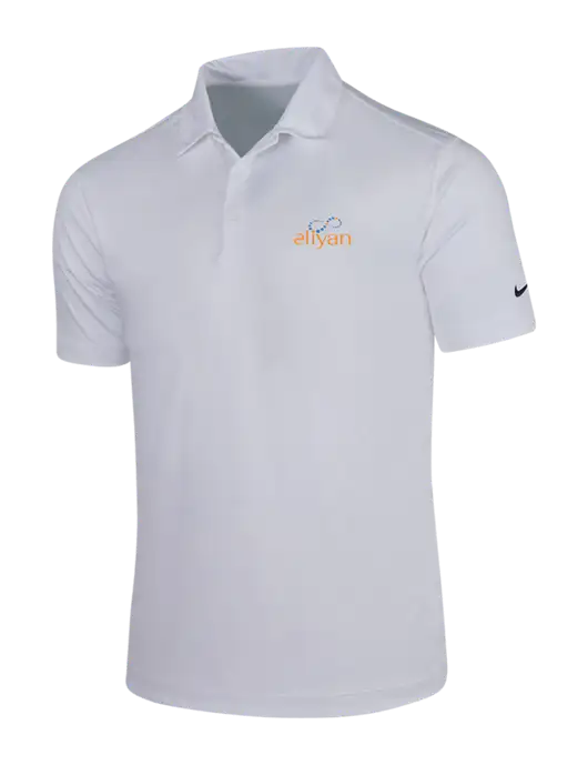 NIKE White Dri-Fit Vertical Mesh Polo w/Eliyan Logo 