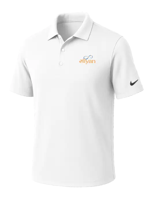 NIKE White Dri-Fit Micro Pique Polo w/Eliyan Logo 