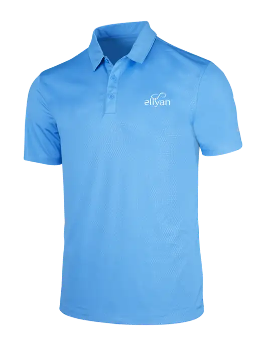 NIKE Light Royal Blue Dri-Fit Embossed Tri-Blade Polo w/Eliyan Logo 