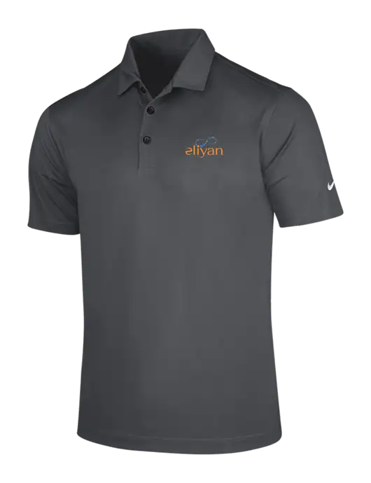 NIKE Dark Grey Dri-Fit Vertical Mesh Polo w/Eliyan Logo 