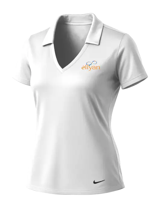 NIKE White Womens Dri-Fit Vertical Mesh Polo w/Eliyan Logo 