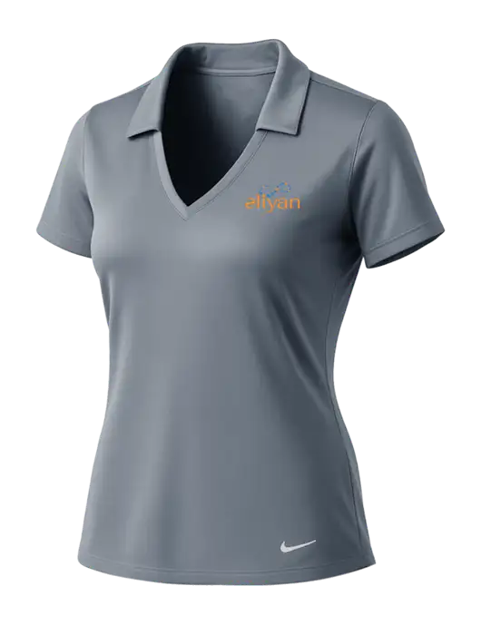 NIKE Medium Grey Womens Dri-Fit Vertical Mesh Polo w/Eliyan Logo 