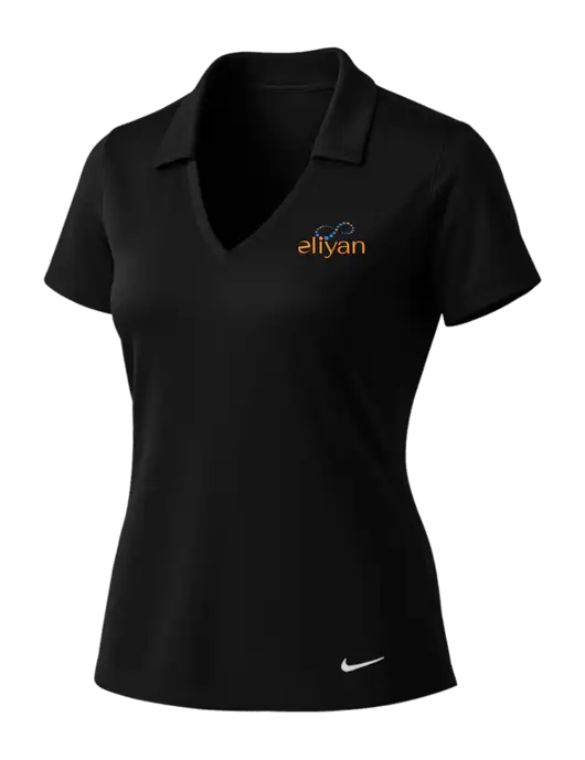 NIKE Black Womens Dri-Fit Vertical Mesh Polo w/Eliyan Logo 