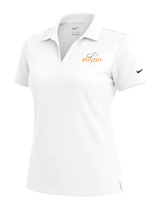 NIKE White Womens Dri-Fit Micro Pique Polo w/Eliyan Logo 