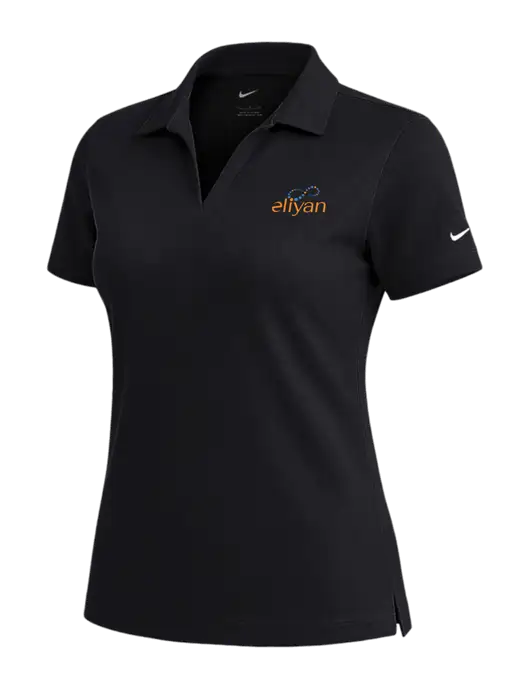 NIKE Black Womens Dri-Fit Micro Pique Polo w/Eliyan Logo 