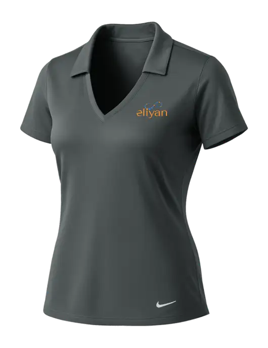 NIKE Dark Grey Womens Dri-Fit Vertical Mesh Polo w/Eliyan Logo 