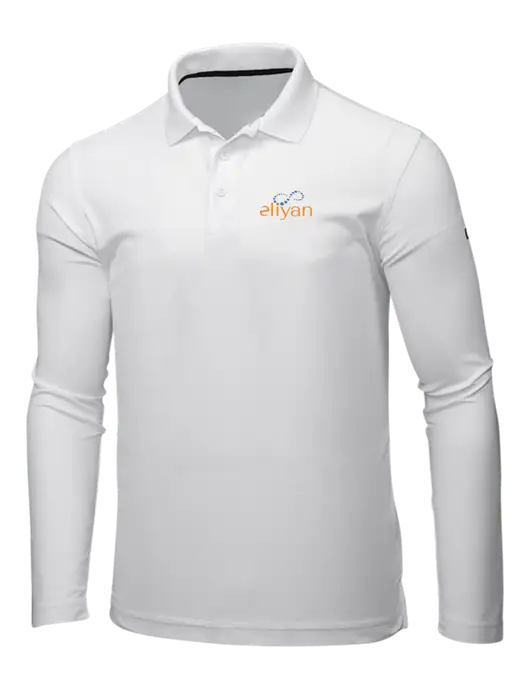 OGIO Bright White Caliber 2.0 Long Sleeve Polo w/Eliyan Logo 
