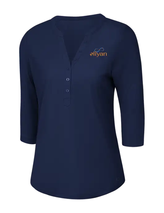 OGIO Navy Jewel Henley w/Eliyan Logo 