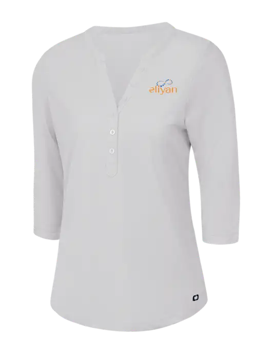 OGIO Bright White Jewel Henley w/Eliyan Logo 