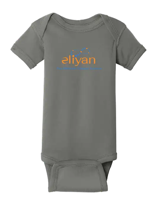 Rabbit Skins Charcoal Infant Short Sleeve Baby Rib Bodysuit w/Eliyan Logo 