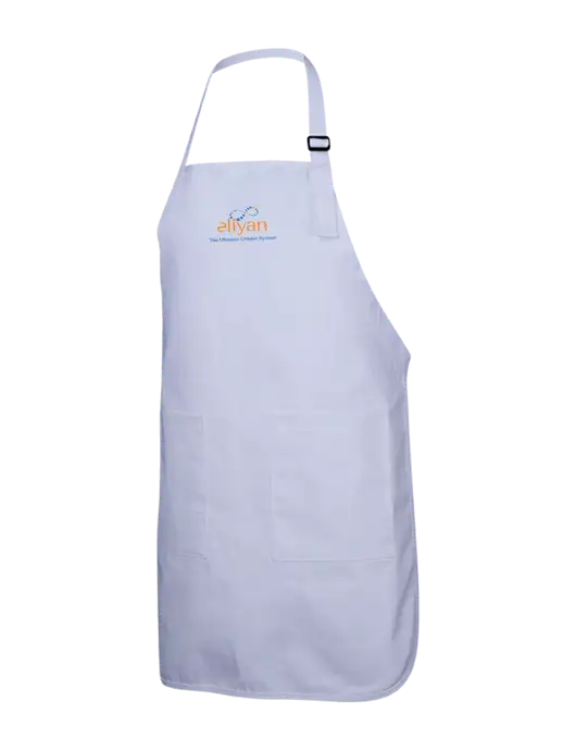 Full-Length White Apron With Pockets w/Eliyan Logo 