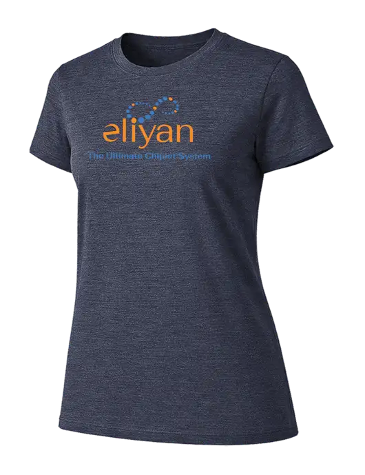 Womens Ring Spun Heather Navy 4.5 oz T-Shirt w/Eliyan Logo 