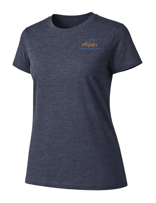Womens Ring Spun Heather Navy 4.5 oz T-Shirt w/Eliyan Logo 