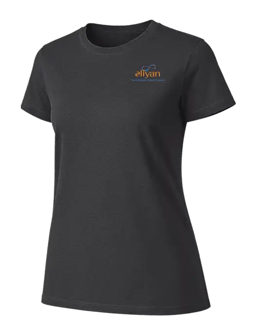 Womens Ring Spun Charcoal 4.5 oz T-Shirt w/Eliyan Logo 