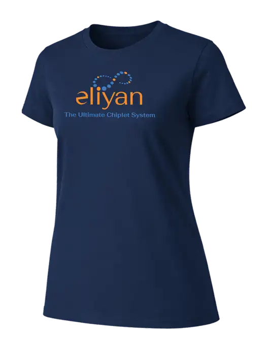 Womens Ring Spun Navy 4.5 oz T-Shirt w/Eliyan Logo 