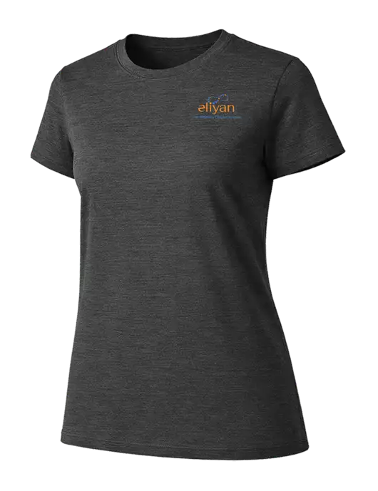 Womens Ring Spun Dark Heather Grey 4.5 oz T-Shirt w/Eliyan Logo 