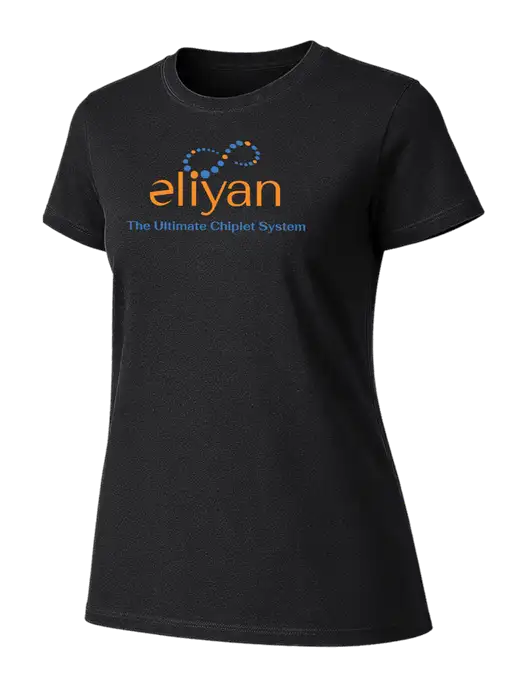 Womens Ring Spun Jet Black 4.5 oz T-Shirt w/Eliyan Logo 