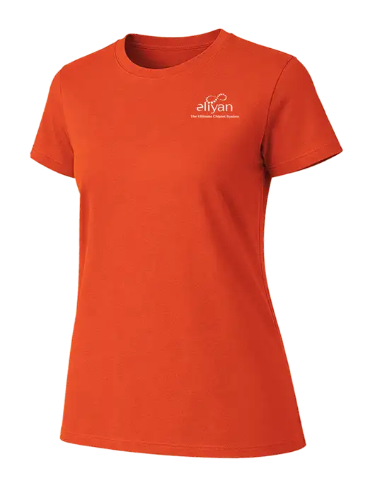 Womens Ring Spun Orange 4.5 oz T-Shirt w/Eliyan Logo 