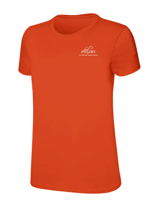 Womens Ring Spun Orange 4.5 oz T-Shirt w/Eliyan Logo 