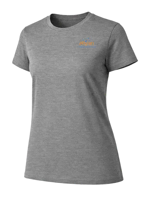 Womens Ring Spun Light Grey Heather 4.5 oz T-Shirt w/Eliyan Logo 