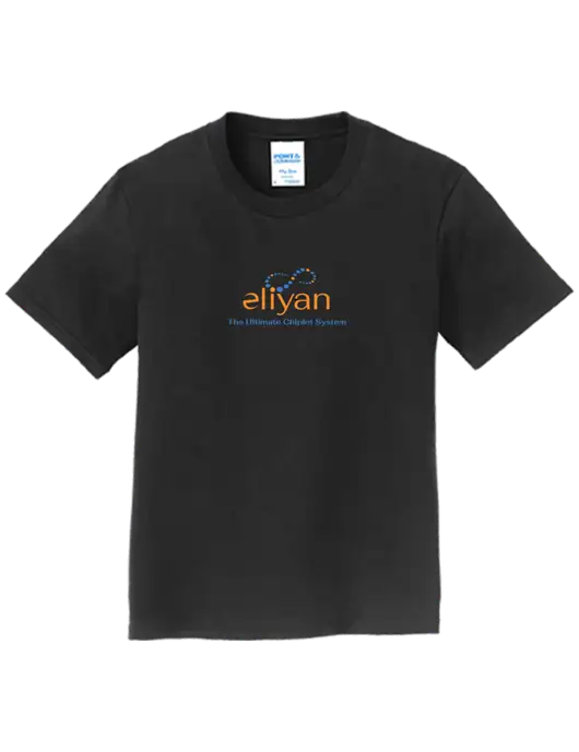 Youth Ring Spun Jet Black 4.5 oz T-Shirt w/Eliyan Logo 