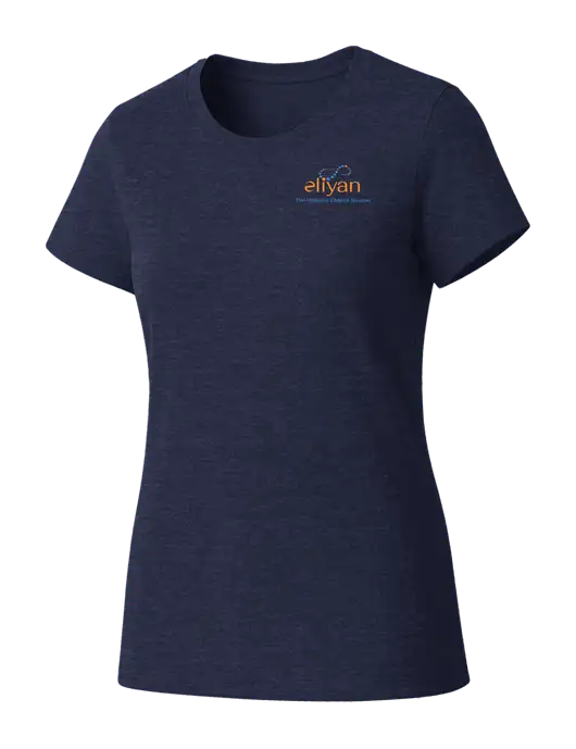 Womens Seriously Soft Heathered Navy T-Shirt w/Eliyan Logo 
