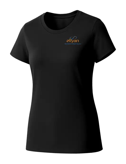 Womens Seriously Soft Black T-Shirt w/Eliyan Logo 