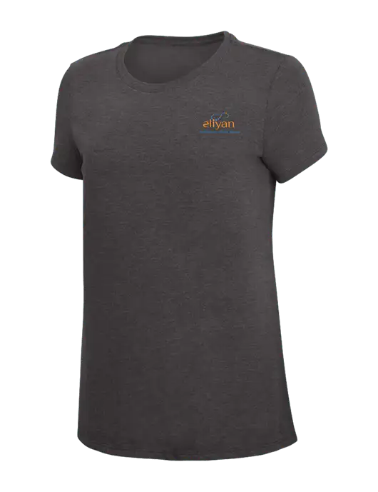 Womens Simply Soft Heather Charcoal 4.5oz  Poly/Combed Ring Spun Cotton T-Shirt w/Eliyan Logo 