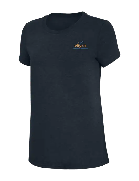 Womens Simply Soft Navy 4.5oz Poly/Combed Ring Spun Cotton T-Shirt w/Eliyan Logo 