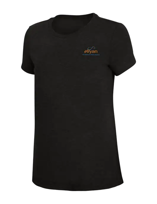 Womens Simply Soft Black 4.5oz Poly/Combed Ring Spun Cotton T-Shirt w/Eliyan Logo 