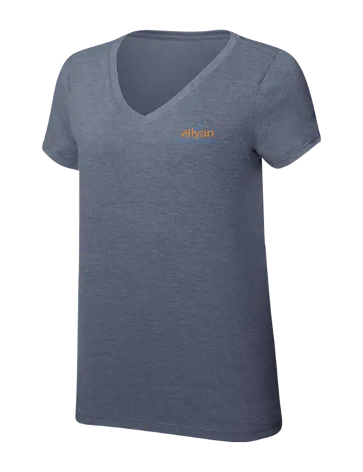 Womens Simply Soft V-Neck Navy Frost 4.5oz  Poly/Combed Ring Spun Cotton T-Shirt w/Eliyan Logo 