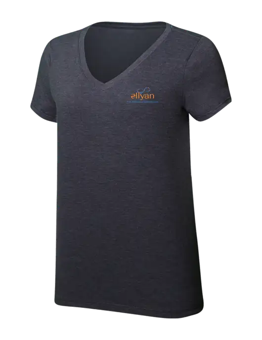 Womens Simply Soft V-Neck Heather Charcoal 4.5oz  Poly/Combed Ring Spun Cotton T-Shirt w/Eliyan Logo 