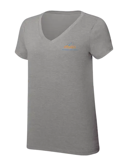 Womens Simply Soft V-Neck Grey Frost 4.5oz  Poly/Combed Ring Spun Cotton T-Shirt w/Eliyan Logo 