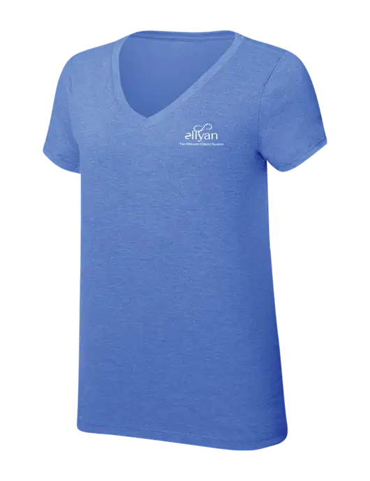 Womens Simply Soft V-Neck Royal Frost 4.5oz  Poly/Combed Ring Spun Cotton T-Shirt w/Eliyan Logo 